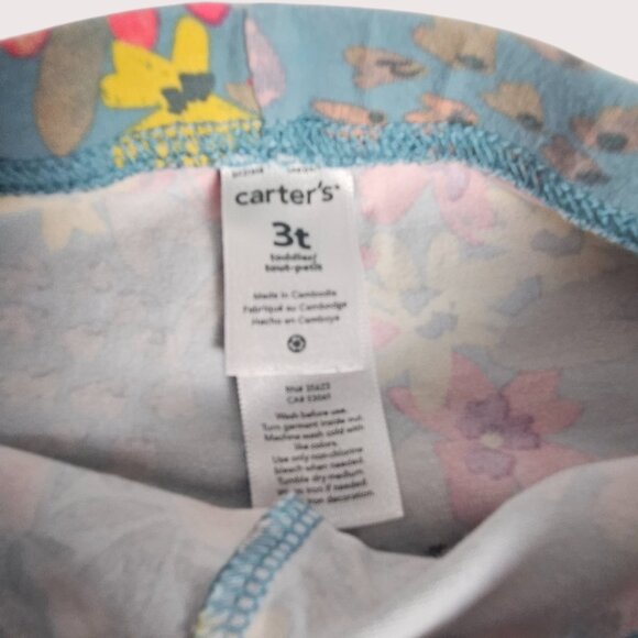 Girl's 3T Carter's Lot of 2pr Maroon Floral & Teal Floral Leggings T18 - Picture 3 of 7